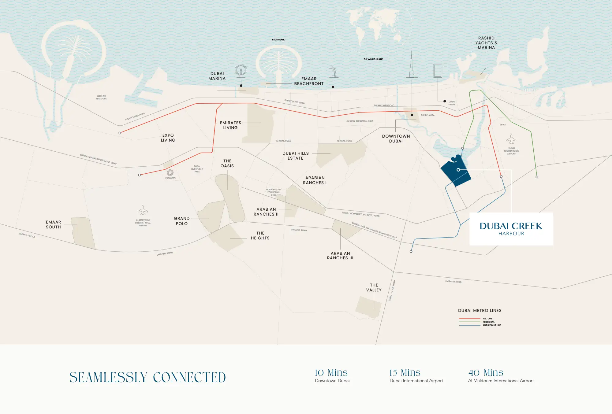 Montiva by Vida at Dubai Creek Harbour Location Map