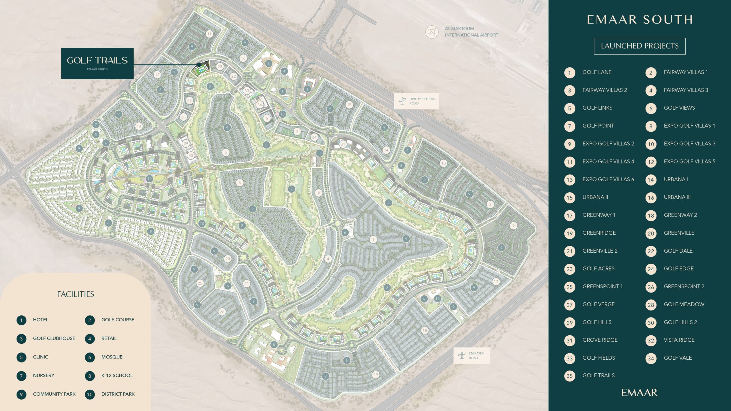 Golf Trails at Emaar South Location Map